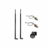 HUACAM HCM19 2.4GHz 5GHz Dual Band 9dBi Indoor Omni-directional Antenna 802.11n/b/g RP-SMA Male Connector + 2 x 35cm U.FL Mini PCI to RP-SMA Pigtail Antenna WiFi Cable