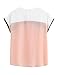 Romwe Women's Summer Triple Color Block Blouse Loose Fit Casual Teen Top Tshirt Pink L