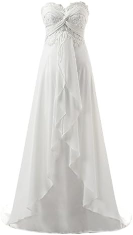 Women's Sweetheart Chiffon Long Beach Wedding Dress
