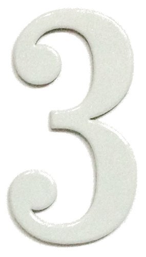 Fancy White Reflective Mailbox or House Number - 3 - Size 2" - (select size (2",3",4",5" or 6") and digit (0-9) in dropdown menus) - Thick, Die-cut PVC
