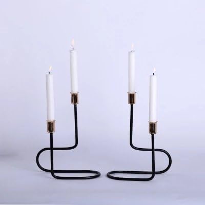 Fkduih European Style And Modern Simple Geometric Decorations Home Furnishing Coffee Table Iron Candlestick Romantic Candle Ornaments,Black