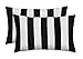 Set of 2 - Indoor / Outdoor Jumbo, Large, Over-sized, Rectangle / Lumbar Chaise Lounge Decorative Throw / Toss Pillows - Black White Stripe
