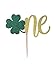 1 pc Shamrock Clover ONE St Patrick Theme DOUBLE SIDED Gold Glitter Cake Topper for first Birthday Baby girl boy cake smash