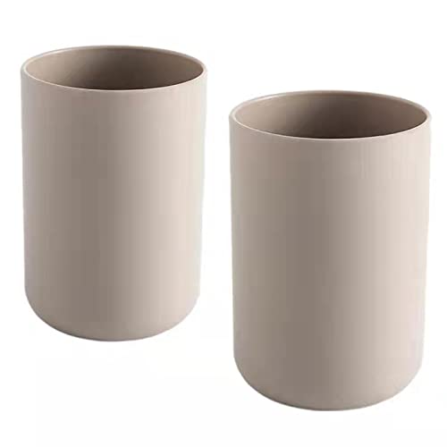 wongwongcat Cup 300ml, Japanese-Style Unbreakable Reusable Drinking Cups Set of 2, Tumbler Plastic Toothbrush Cup, Dishwasher Safe (Brown & Brown)