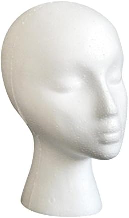 Sumilulu Styrofoam Foam Mannequin Female Head Model Dummy Wig Glasses Hat Display Stand (A)
