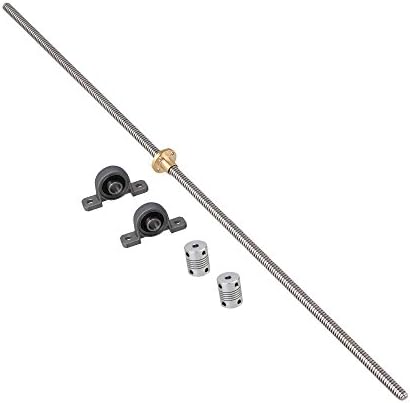 CNBTR 500mm Length 8mm Dia Horizontal 2mm Lead Screw Nut Pillow Block Bearings & Flexible Shaft Coupling Set