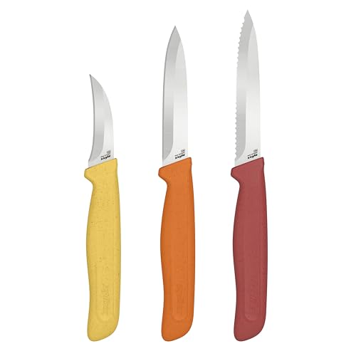 Zyliss Couteaux de Cuisine Classiques (3 Pièces) Couteau d'Office et Couteau à Éplucheur, Lame Tranchante, Petit Couteaux de Cuisine pour Fruits, Légumes, Pain, Acier Inoxydable, Protège‑lames Inclus