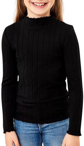 Nkfnoline LS Slim Top Noos Camiseta de Manga Larga, Black, 134/140 para Niñas