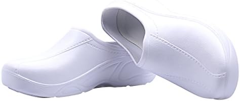 LIXFF Women's Slip Resistant Clog Nurse Shoes-White-10