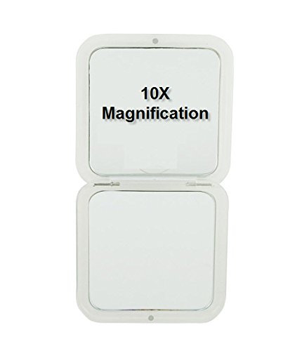 SKN lifestyle - Missy, Stylish 10X/1X Personal Compact Glass Mirror - Strong 10X magnification and traditional 1X mirror, Full 180 degree opening, Effortless magnetic closure and opening - Pink