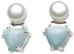 AZIEL 925 Sterling Silver Earrings Natural Larimar Gemstones