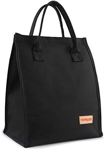 Lunch Bag for Women Men Kids Insulated Lunch Tote Cooler Bag Roomy Reusable Lunch Boxes for School Office Outdoors Meal Prep Bag Lunch Organizer Lunch Holder Hook & Loop Lunch Cooler Bag (Black)