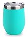 SUNWILL Vacuum Insulated Wine Tumbler with Lid (Teal), Stemless Stainless Steel Insulated Wine Glass 12oz, Double Wall Durable Coffee Mug, for Champaign, Cocktail, Beer, Office use