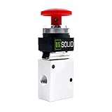 1/4" NPT Red Latching Mushroom Style Push Button 3 Way, 2 Position Pneumatic Control Mechanical Valve from U.S. Solid
