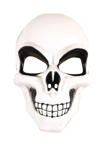 Adult White Skeleton Mask Scary Skull Face Mask Creepy Face Cover Horror Cosplay Trick or Treat Halloween Fancy Dress Costume Accessories for Children and Adults (White)