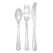Party Essentials Extra Heavy Duty Hard Plastic Cutlery Combo Pack and Full Size Knives/Forks/Spoons, Clear, 8 Place Setting-Count