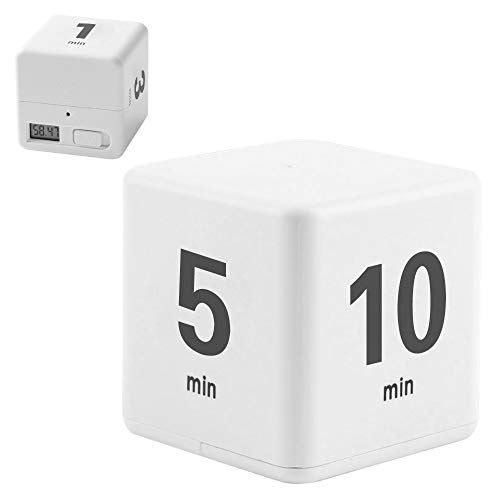 Cube Timer, White Kitchen Timer Children Timer, Gravity Sensor Flip
