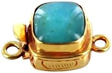 18K GOLD CLASP PERUVIAN OPAL CUSHION SHAPE OCEAN BLUE