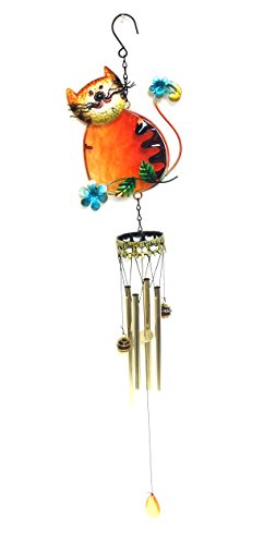 Bejeweled Display® Kitty Cat Shape w/ Stained Glass Wind Chimes Tubes
