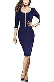 Viwenni Women's Square Neck Busniess Peplum Fitted Casual Bodycon Dress
