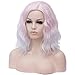 Mildiso Short Light Pink Wigs For Women Pastel Wavy Costume Hair Wig with Wig Cap M056C
