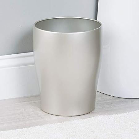 mDesign Cubo de basura – Cubo redondo de metal para toda la casa