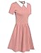 Women and Teenager Girls Short Sleeve Doll Collar Dress Peter Pan Dress (M, Pink)