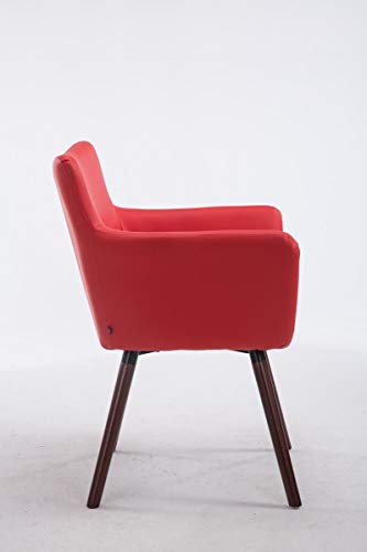 CLP-Sedia-Visitatore-Design-Antwerpen-in-Similpelle-Poltroncina-rtro-con-Schienale-e-Braccioli-Rosso-Colore-Base-Noce