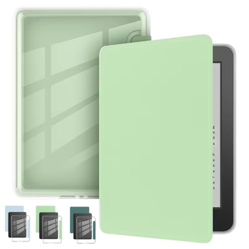 Capa Para Kindle 11ª Geração 2024 e 2022 (C2V2L3 e RS23CV) 6 Polegadas Acrílico Sistema de Hibernação - Fechamento Magnético (Verde Claro)