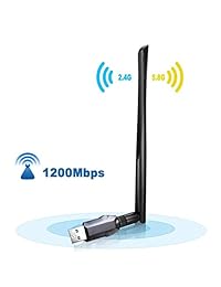 Adaptador WiFi USB 1200 Mbps, USB 3.0 Dongle WiFi de red inalámbrica con antena de 5 dBi para PC   Computadora de escritorio   portátil   Mac, correa dual 2.4G   5G 802.11ac, compatible con Windows 10 8   8.1   7   Vista   XP, Mac10.5 10.14