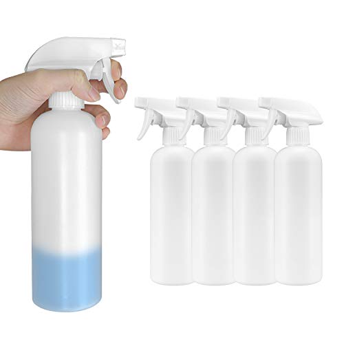 OKIAAS Plastic Spray Bottle (4 Pack, 16oz), Water Mist Empty Squirt Bottles for Household