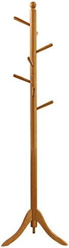 Hat Coat Stand Hanger Coat Rack Bag Holder Shelf Clothes Hang Corner Stand Floorstanding Bedroom Household (Color : Honey Color)