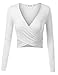 VETIOR Sexy White Crop Top for Women Trendy Sexy Casual Long Sleeve Shirts Tops for Women 2023 Small White