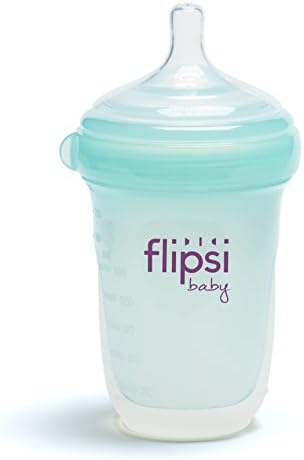 Flipsi Natural Silicone Baby Bottle | 8 oz - Natural, BPA-Free, Colic Reduction, Easy Clean, Dishwasher-Safe (Violet)