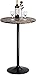Bistro Pub Table Round Bar Height Cocktail Metal Base MDF Top Obsidian Table with Black Faux Marble Leg 23.8-Inch Top 39.5-Inch Height