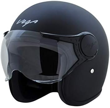 Vega Jet Open Face Helmet (Dull Black, Medium) Vega Jet Open Face Helmet (Dull Black, Medium)