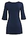 Lock and Love Sleeve Pullover Tunic Top L NAVY