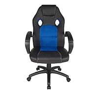 Polar Aurora Leather Office Chair High Back Ergonomic Adjustable Racing Chair Swivel Computer Gaming Chair Headrest and Lumbar Support -Blue