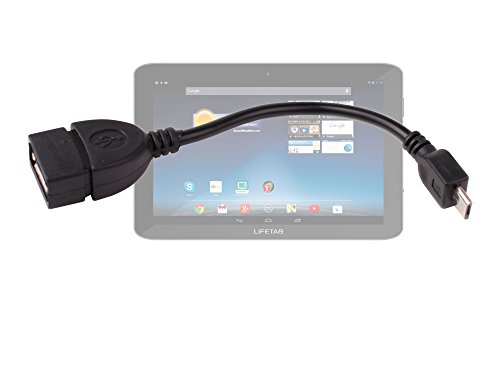 Black Micro USB to USB (Male to Female) Connector For Medion Lifetab E7313 / Medion Lifetab E7315 / Medion Lifetab E7316 / Medion Lifetab E7317 /Medion Lifetab E7318 / Medion Junior Tab