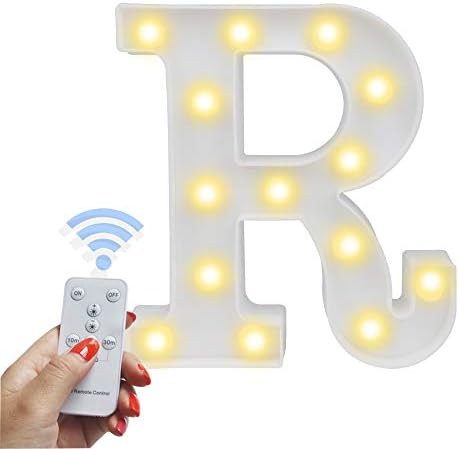 LED Marquee Letter Lights Alphabet Light Up Sign With Timer Remote Control Dimmable for Wedding Home Party Bar Decoration - RC - R