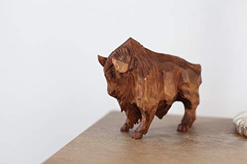 Bison Vintage Wooden Animal Toy Office Decor Wooden figure Vintage Wooden statue decorative Wooden Statue Carved Vintage sculpture Handturned gift FBA AF1