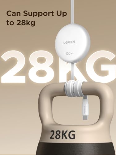 UGREEN Retractable USB C Cable(3FT/1M),100W USB-C 5A Fast Charging Cord, Type C Charger Cable for iPhone 16 Series, Samsung S25/S24/S23+, MacBook, iPad, Xiaomi, Ps5, Travel Partner, White
