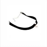 Black Elegant Retro Gothic Size pearl Velvet Lace Pendant Necklace Choker