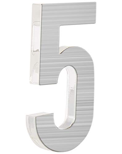 PEELCO Silver Stainless Steel Floating Address Numbers for Houses 3", Acrylic Backing, 3M Double Sided Tape, Hardware Included, 5