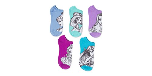 Disney princess ladies and juniors 5 pk no show socks