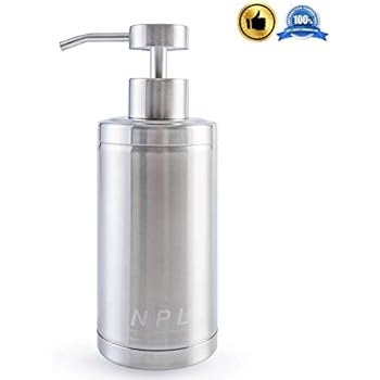 NPL Soap Dispenser Countertop Pump Kitchen Bathroom 10 Oz 304L Stainless Steel Lotion Dispenser 300ML Liquid Bottle Hand Wash Rust Proof Pump