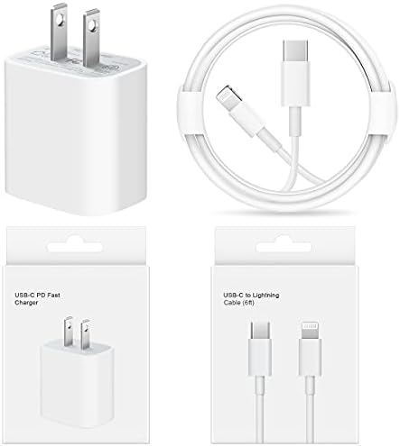 iPhone Fast Charger【Apple MFi Certified】 20W PD Type C Power Wall Charger with 6FT USB C to Lightning Cable Compatible iPhone 12/12 Mini/12Pro/12 Pro Max/11/11 Pro Max/Xs Max/XR/X, iPad Pro and More