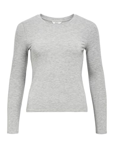 Object Objzofia SL L/S O-Neck Top Noos, Melange Grigio Medio, XS Donna