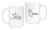 King/Queen Couples Coffee Mugs Set, Large Ceramic