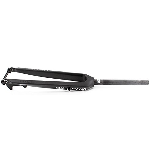 QILEFU Mountain Bike Full Carbon Fibre Bicycle Hard Front Fork Disc Brake MTB 26er 29er Parts (Black, Small)